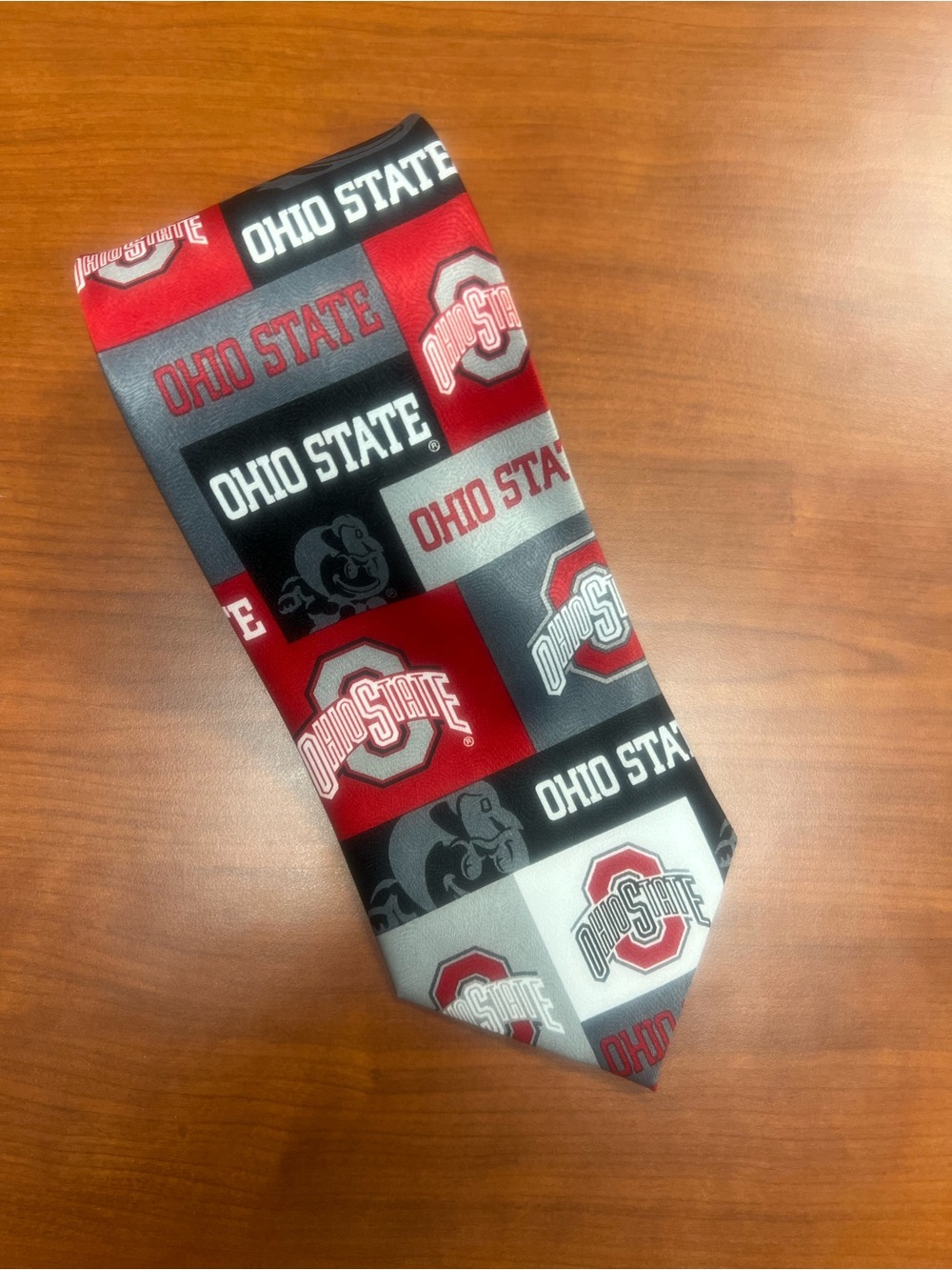 Ralph Marlin Ohio State Patterned Tie - Red, Gray, Black, White - Picture 3 of 4